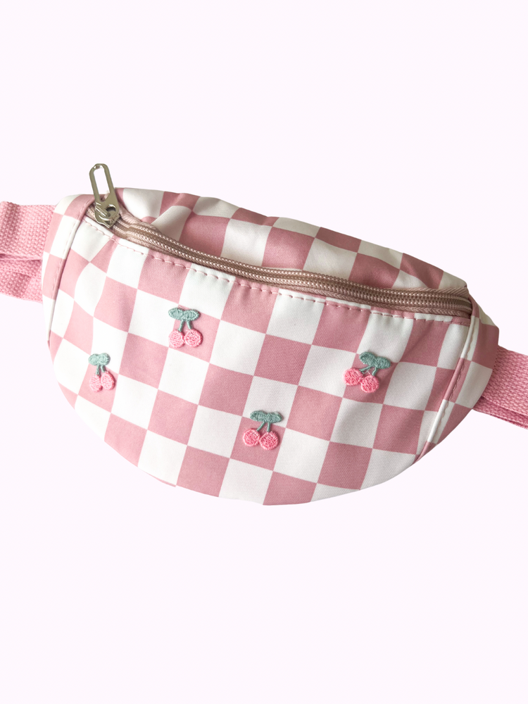 Pink Check Strawberry & Cherry Fanny