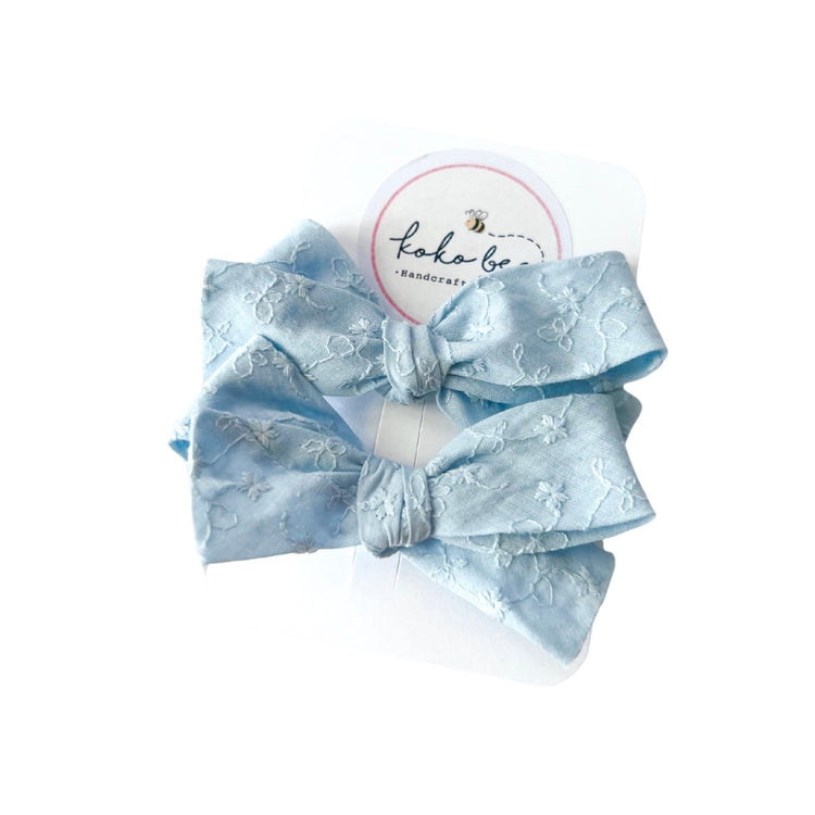 Light Blue Eyelet Mini Bows