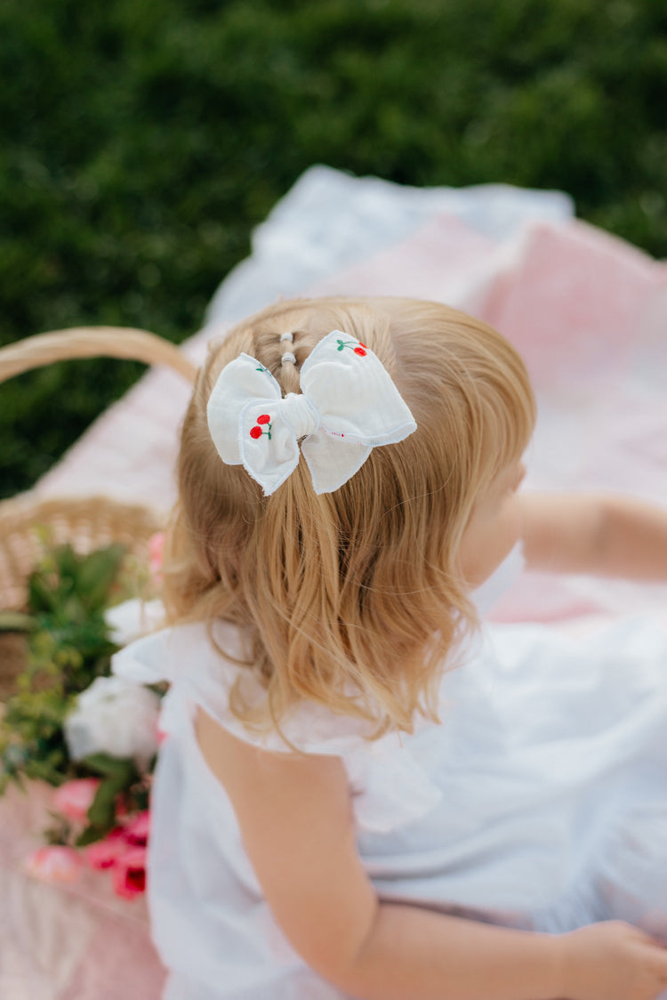 White Gauze Cherry Bows