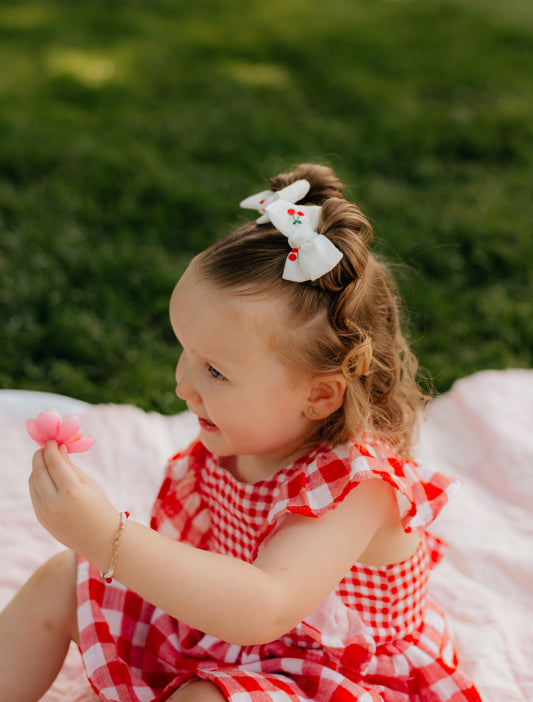 White Gauze Cherry Bows