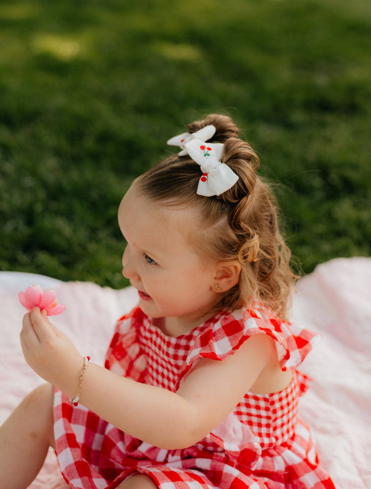 White Gauze Cherry Bows