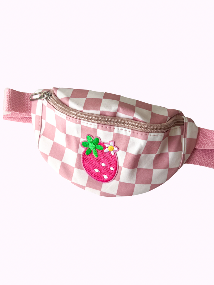 Pink Check Strawberry & Cherry Fanny