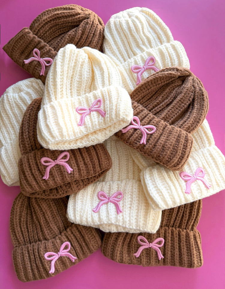 Girl’s Knitted Bow Beanie