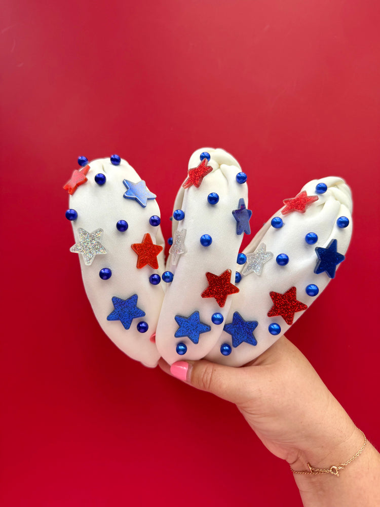 White USA Star Headband