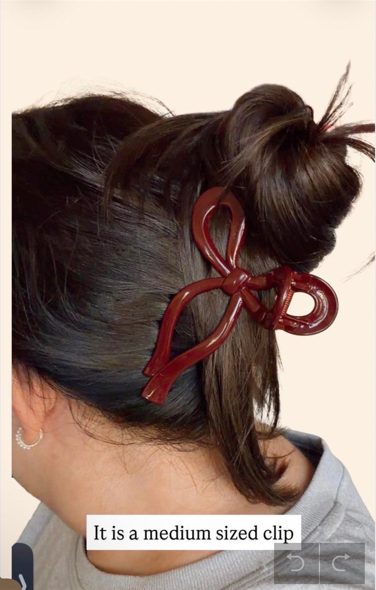 Cranberry Bow Claw Clip