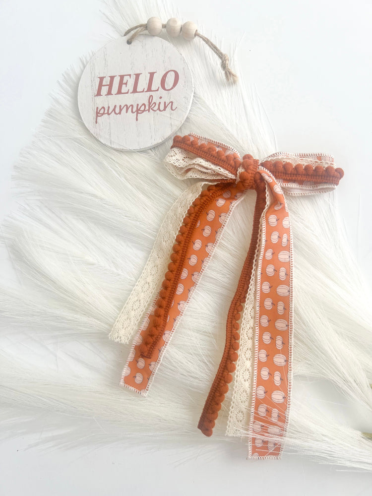 Pumpkin Fall Ribbon Bow