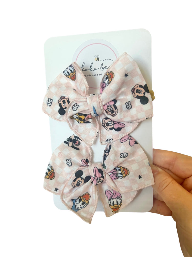 Pink Check Mouse Friends Bows