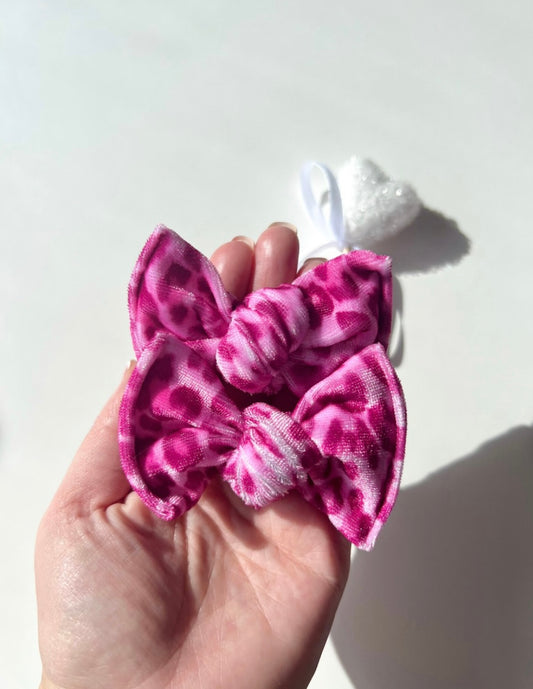 Fuchsia Cheetah Velvet Headwraps & Piggies