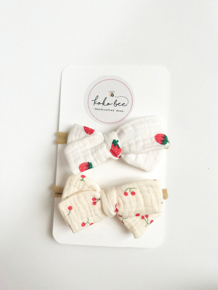 Strawberry & Cherry Nylon Headband Set