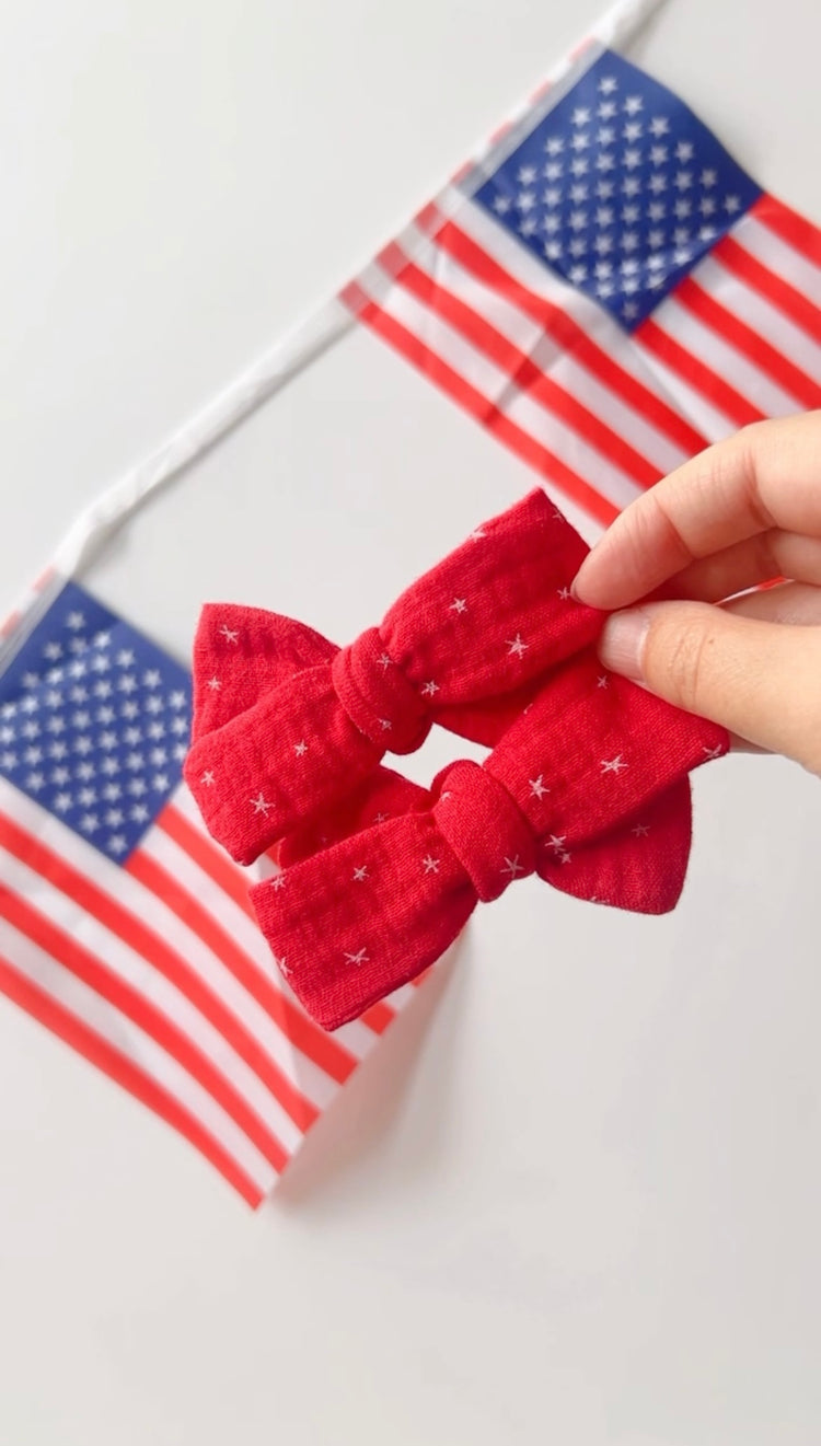 Red & Blue Gauze Stars Bows