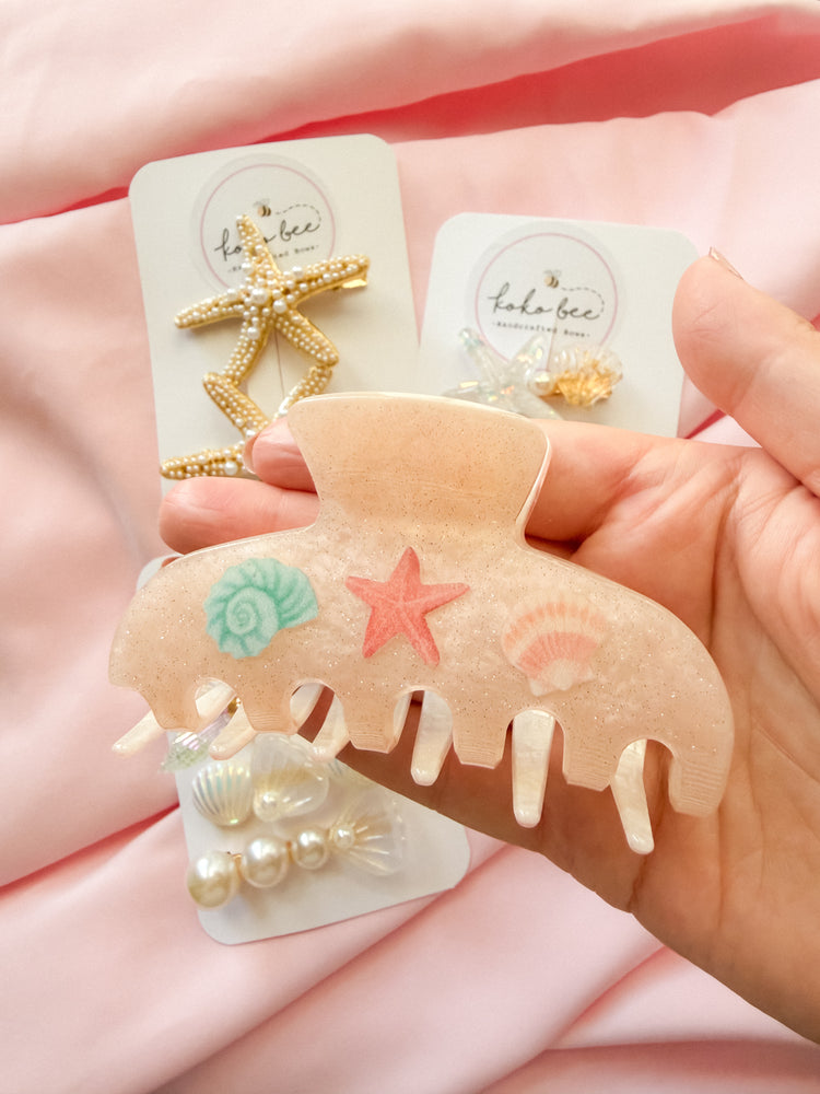 Shimmery Pink Beachy Claw Clip