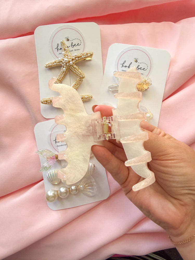 Shimmery Pink Beachy Claw Clip
