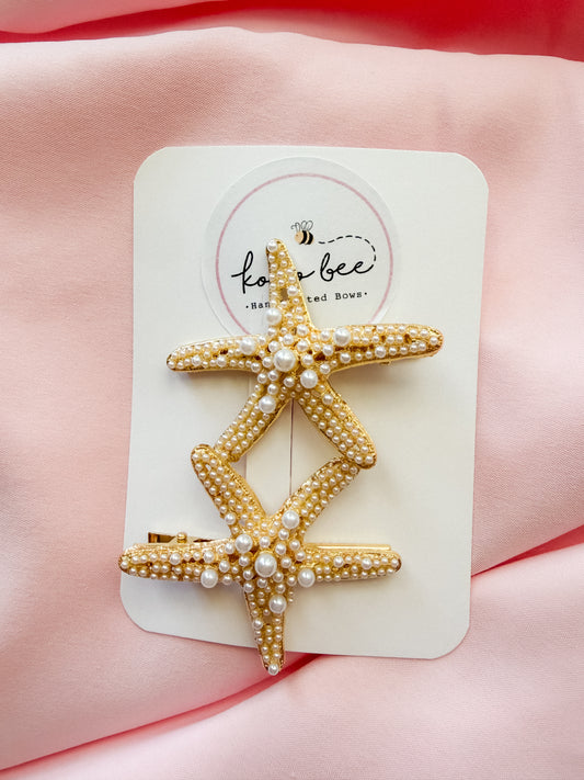 Gold Starfish Clip Set