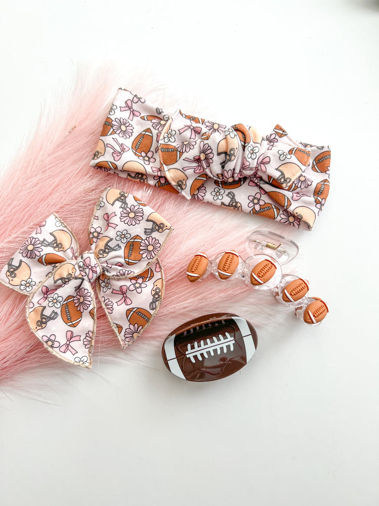 Pink Football Girlie Bows