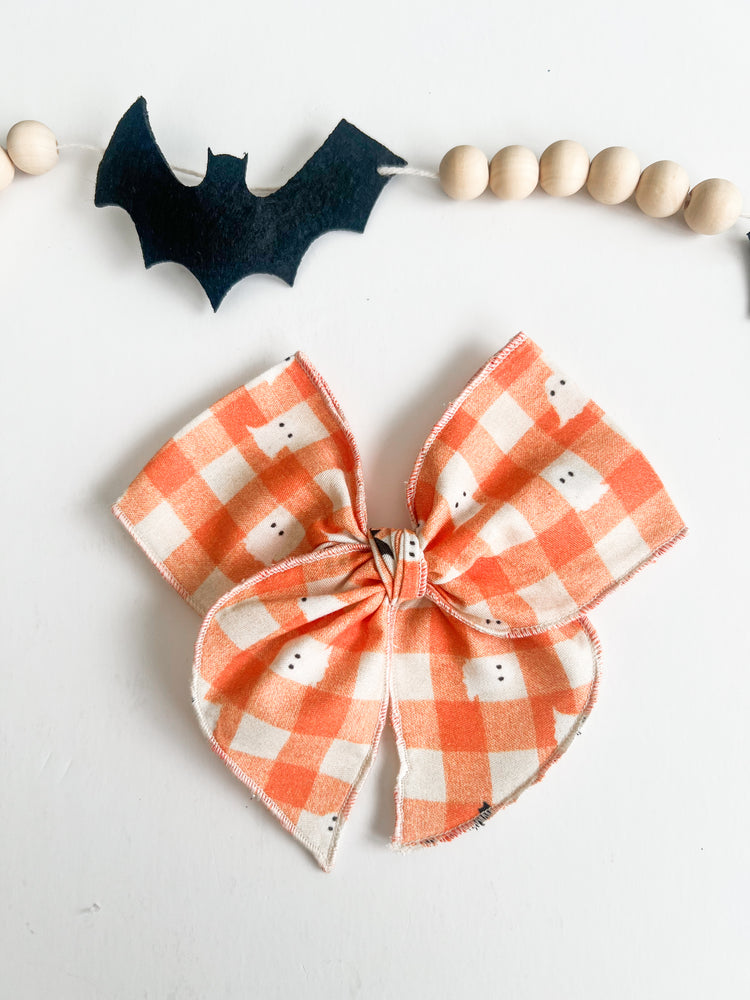Orange Plaid Ghost & Bats Bows