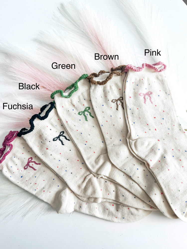 Women's Polka Dot Bow Socks