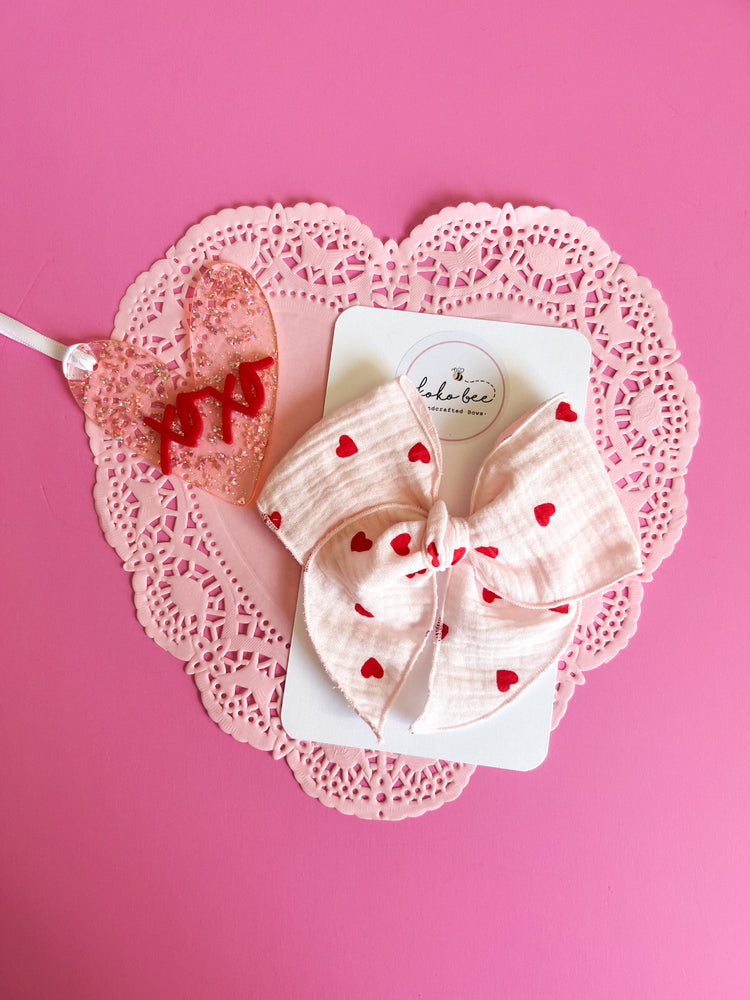 Pink Gauze Hearts Bows