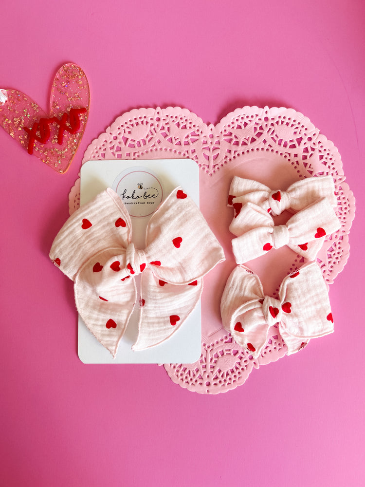 Pink Gauze Hearts Bows