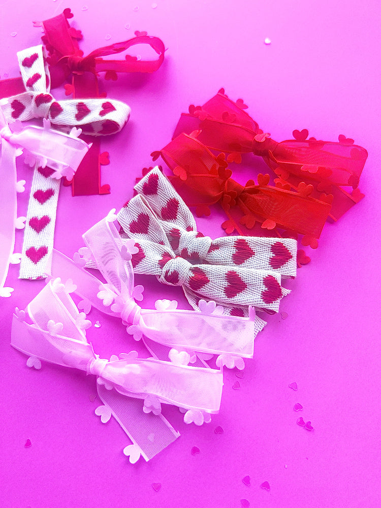 Vintage Hearts Ribbon Bows