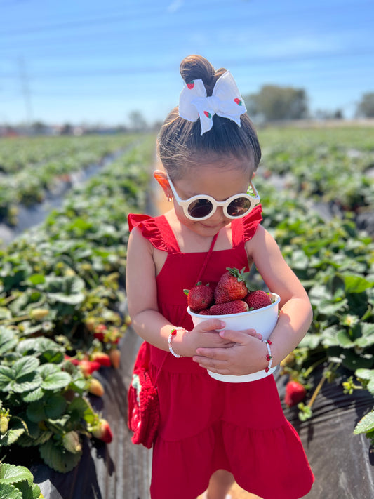 White Strawberry Gauze Bows