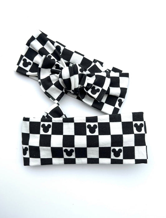 Black & White Checkered Mouse Bows