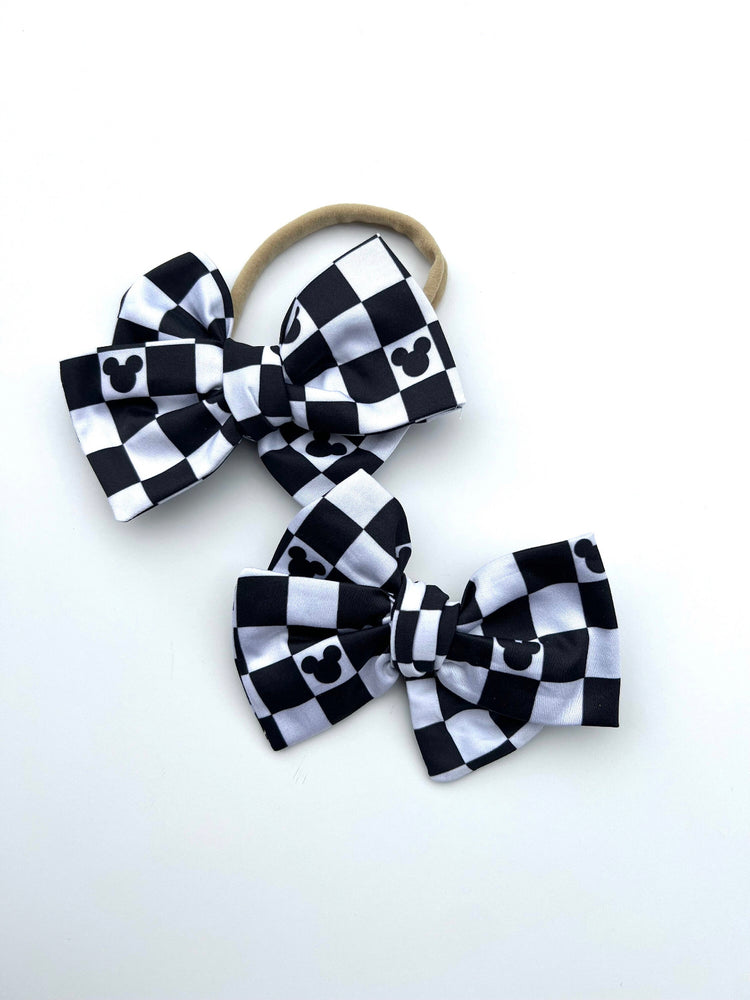 Black & White Checkered Mouse Bows