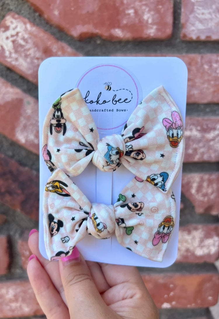 Pink Check Mouse Friends Bows