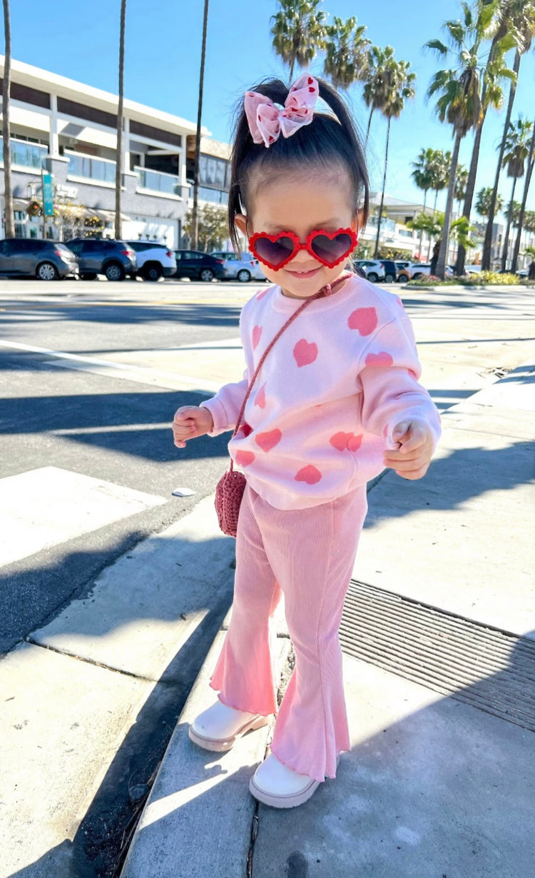 Pink & Black Tulle Hearts Bows