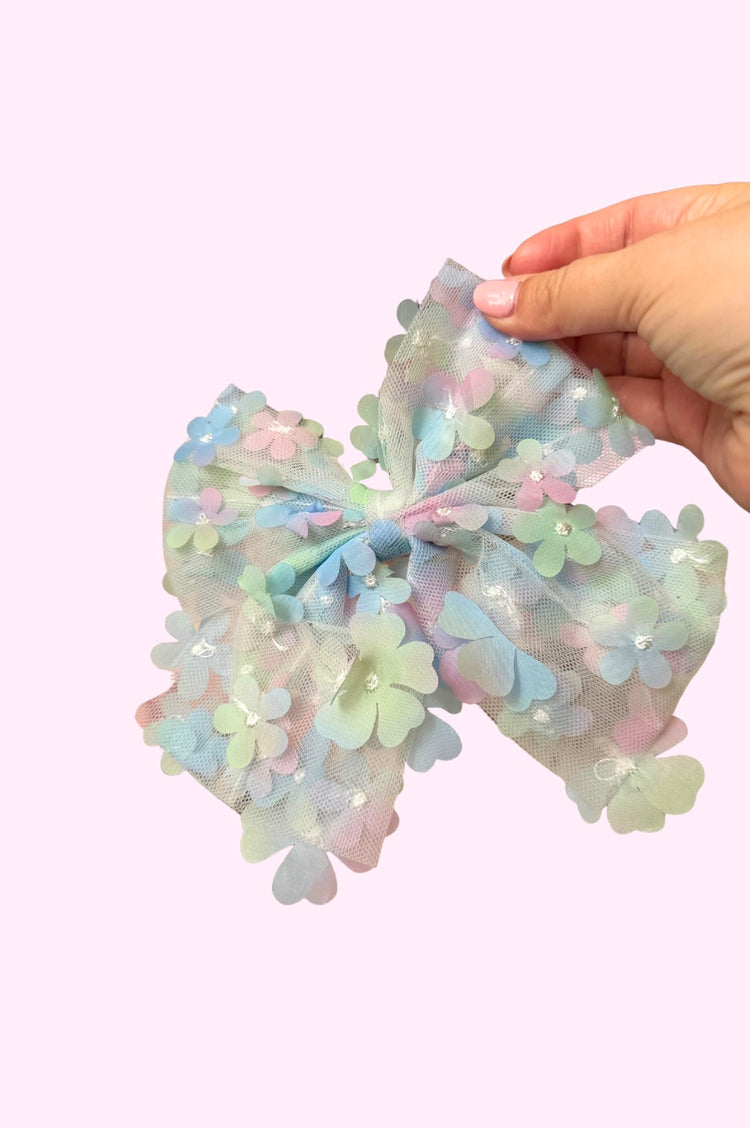 Cotton Candy Tulle Flower Bow