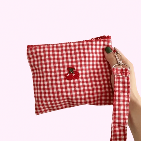 Mini Gingham Cherry Pouch
