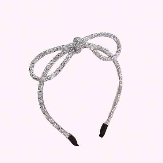 Silver Sparkly Bow Headband