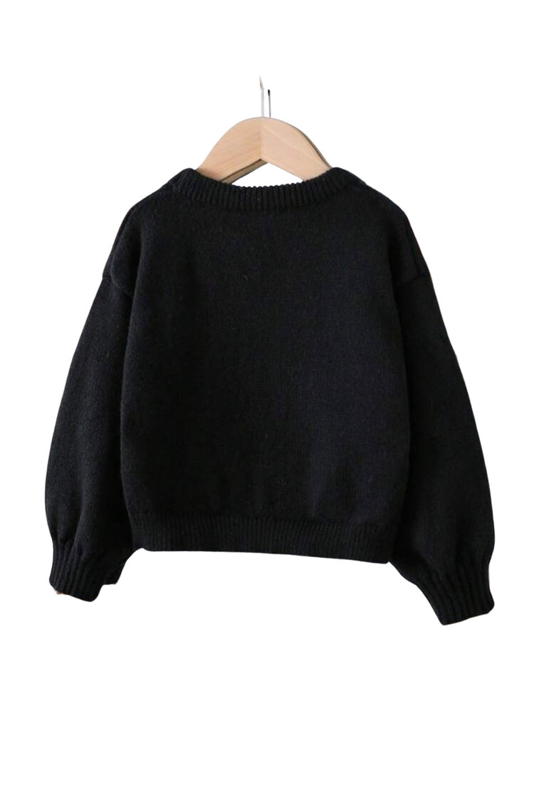 Girl's Black Bow Sweater
