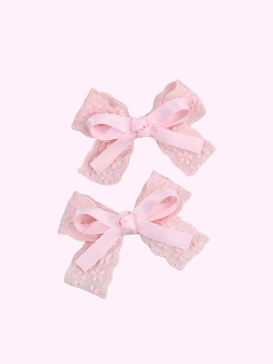 Pink Eyelet Ribbon Piggies