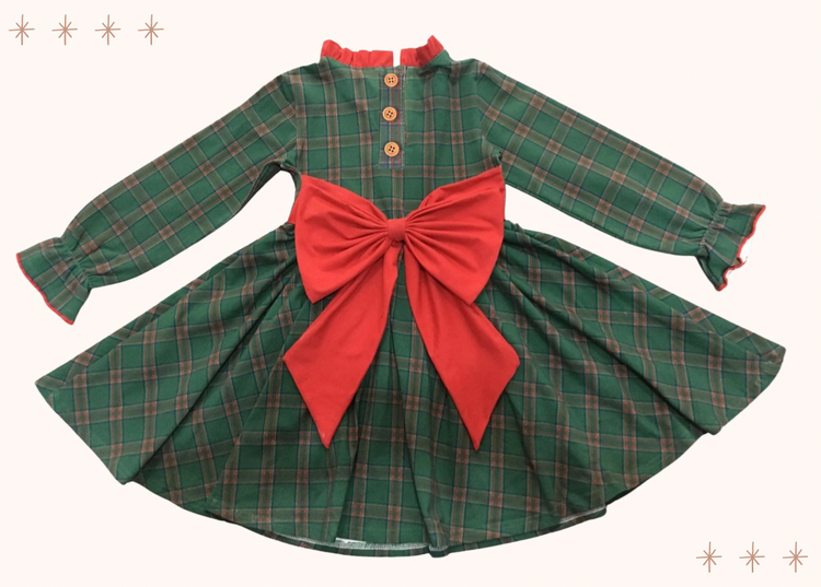 PRE-ORDER Green Traditional Plaid Dress