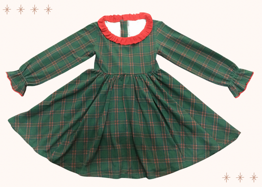 PRE-ORDER Green Traditional Plaid Dress