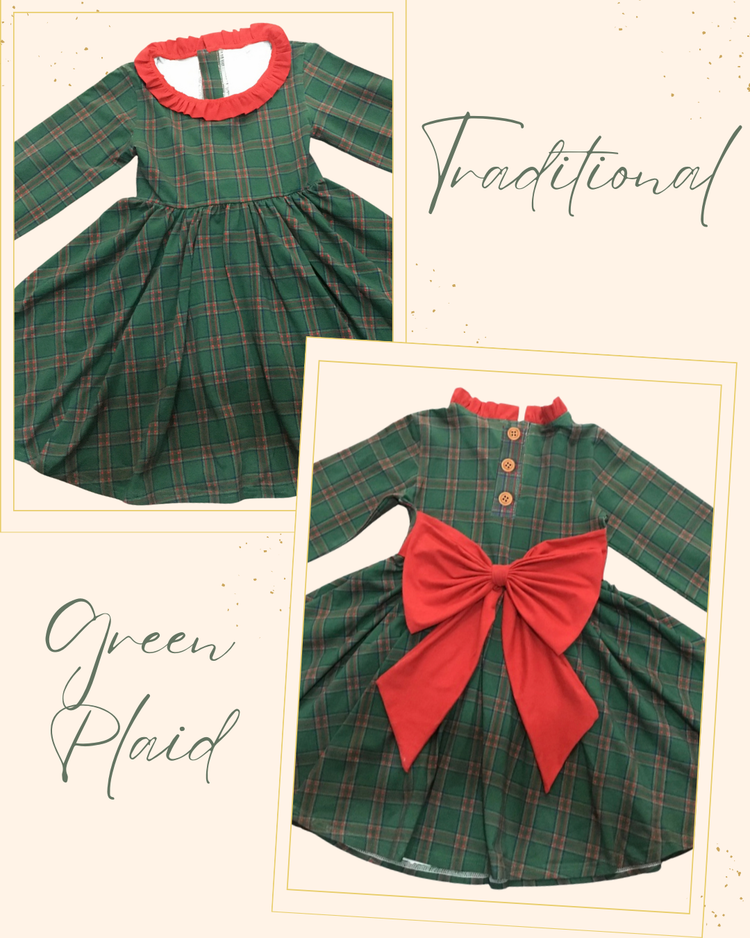 PRE-ORDER Green Traditional Plaid Dress