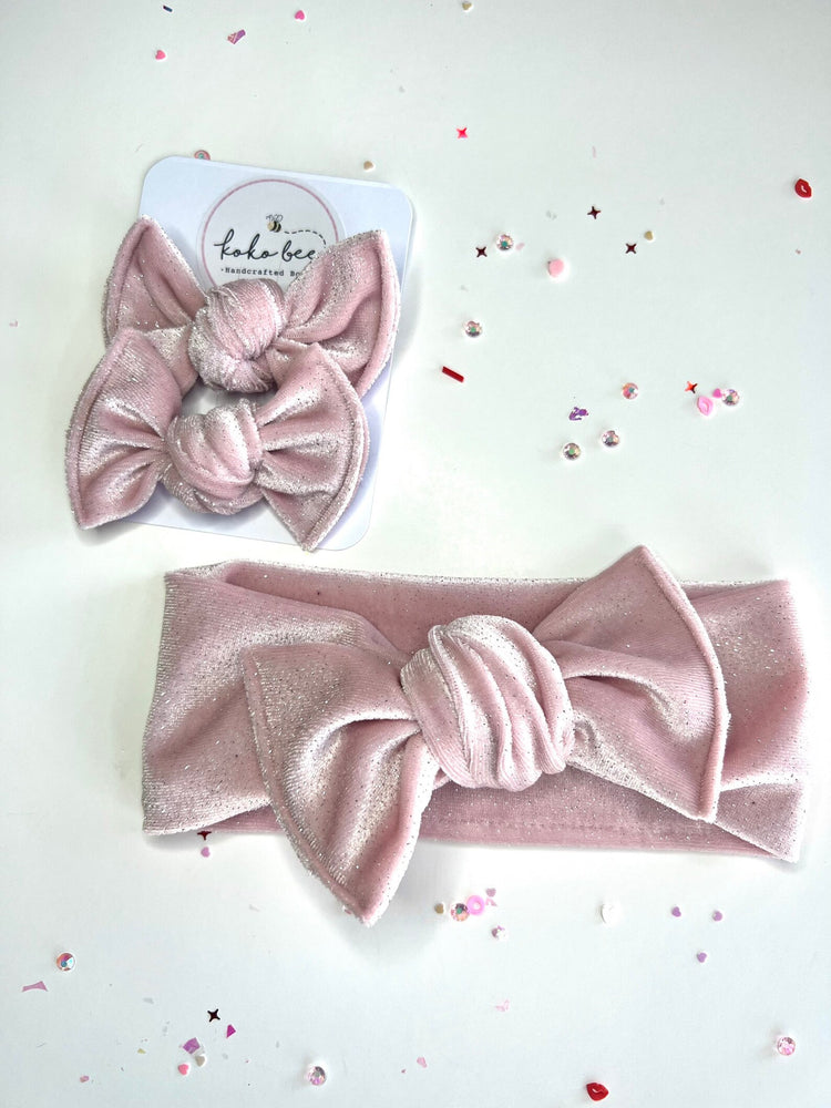 Light Pink Sparkle Velvet Bows