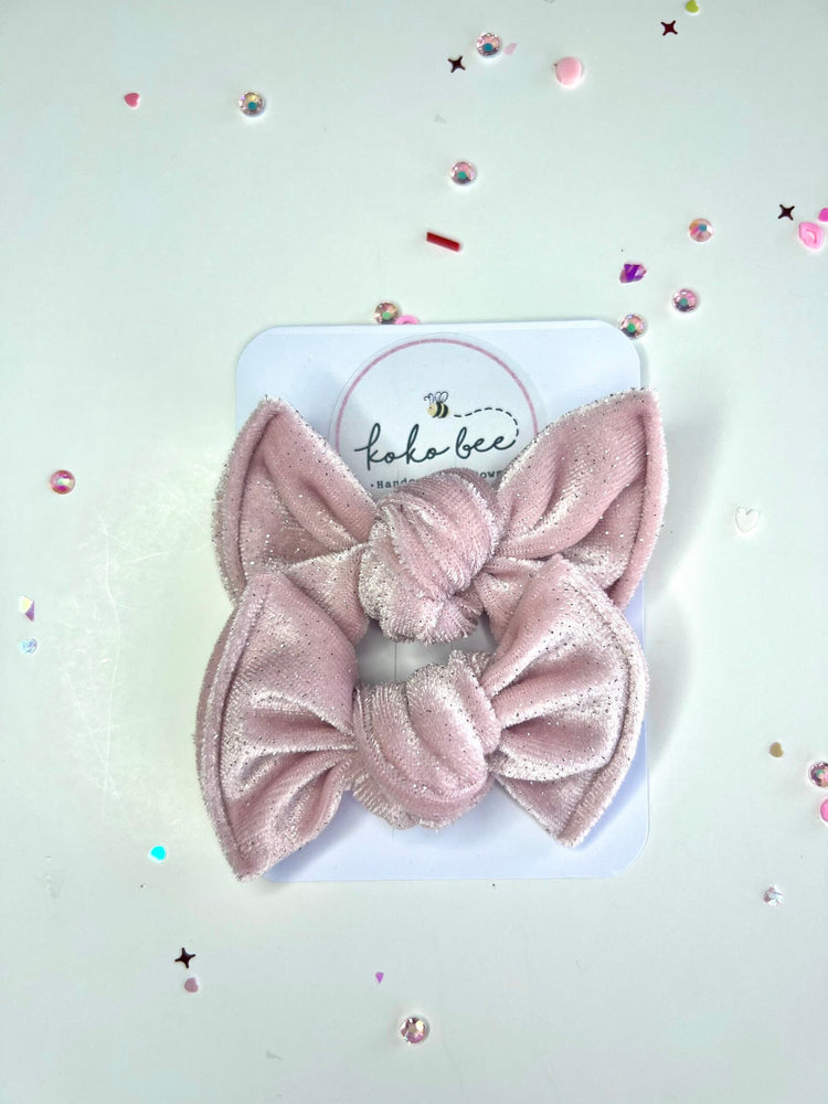 Light Pink Sparkle Velvet Bows