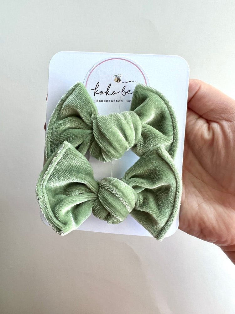 Sage Green Velvet Headwraps & Piggies