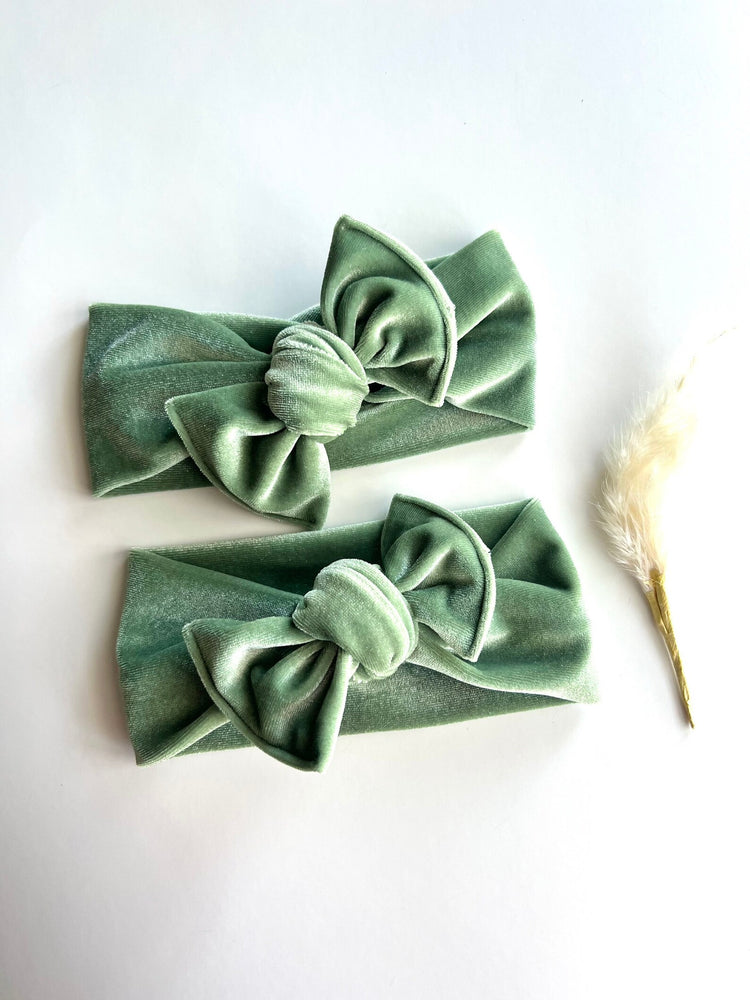 Sage Green Velvet Headwraps & Piggies