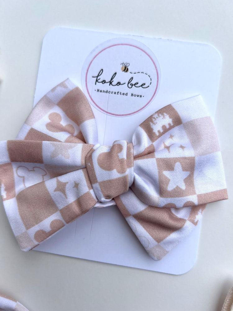 Neutral Checkered Mouse Bows