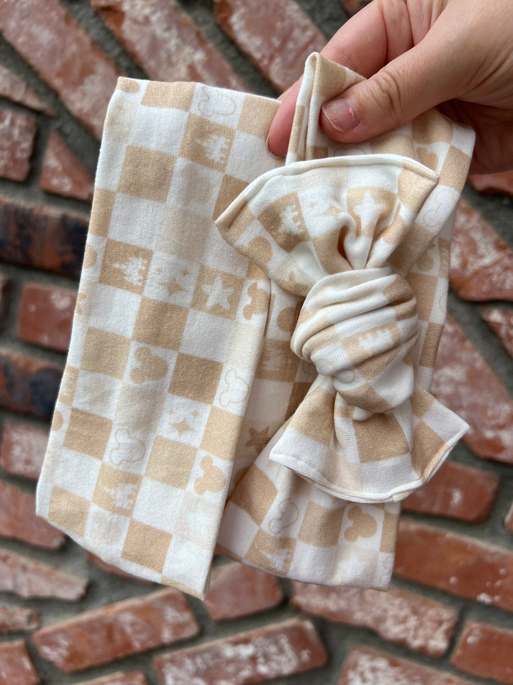 Neutral Checkered Mouse Bows