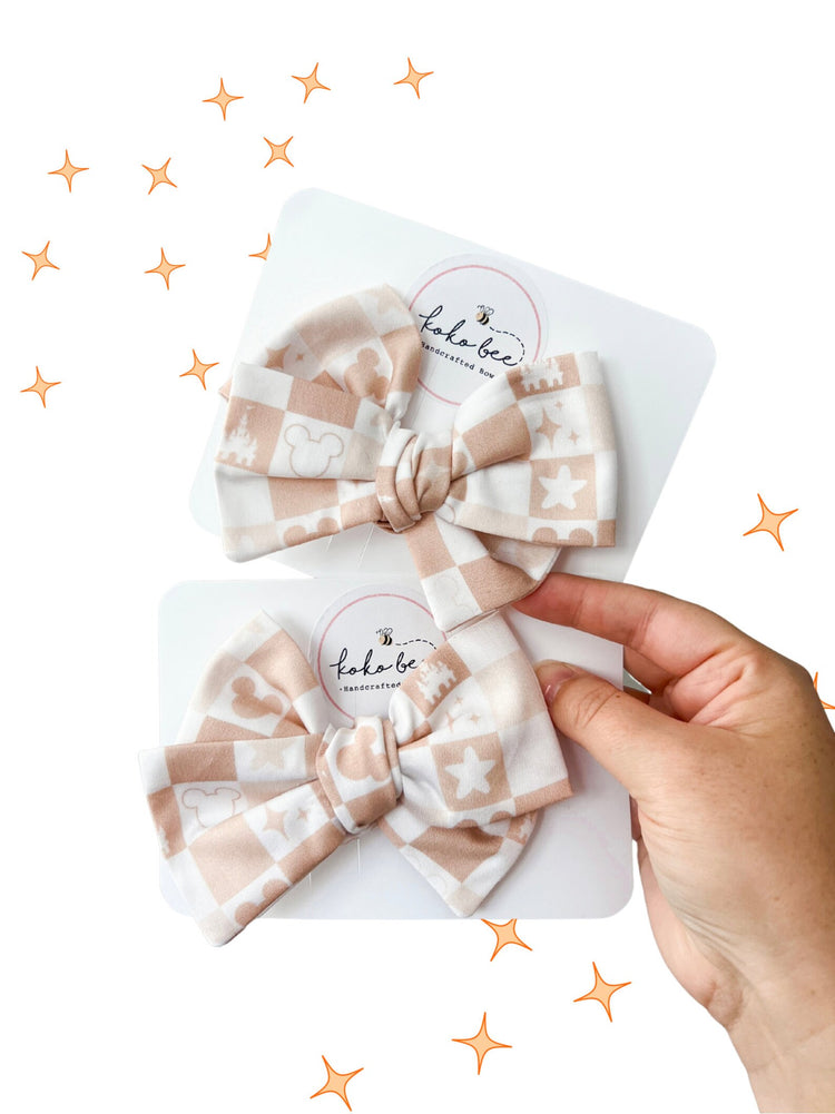 Neutral Checkered Mouse Bows