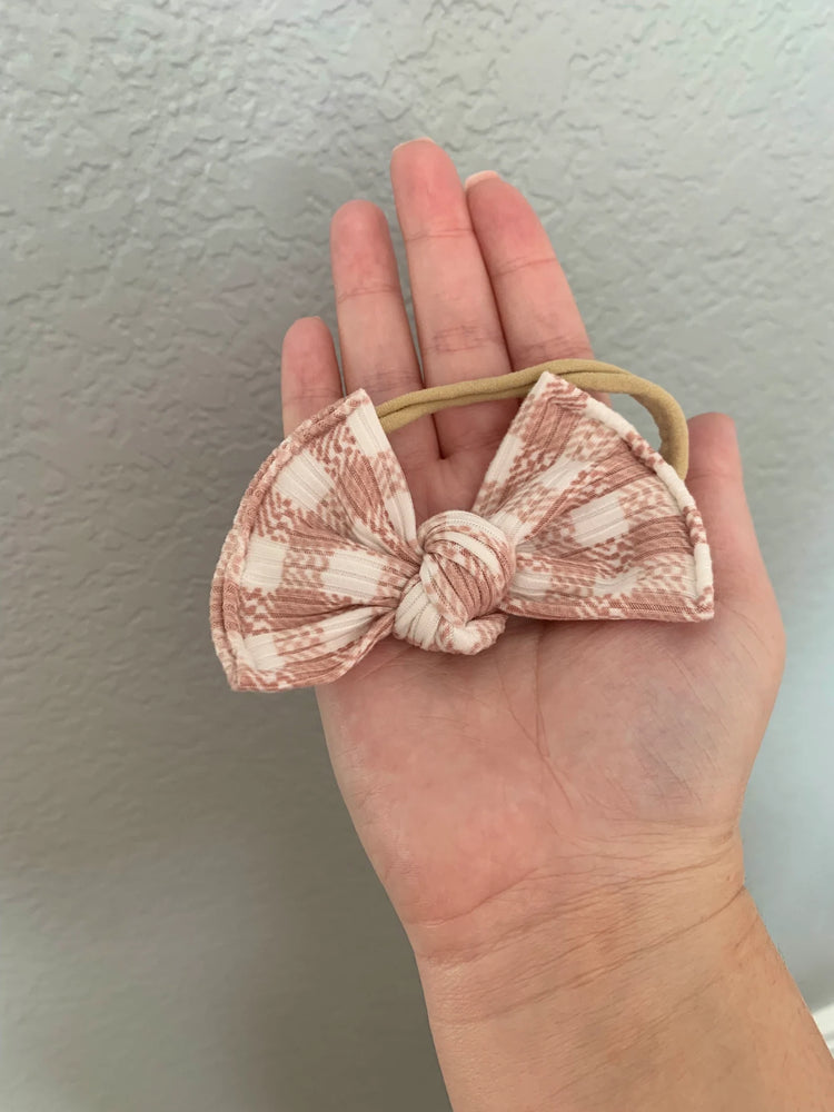 Blush Gingham Headwraps & Piggie Bows