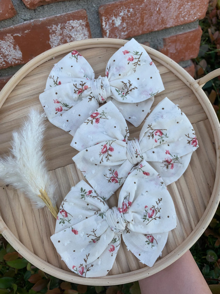 Vintage Flowers Swiss Dot Bows