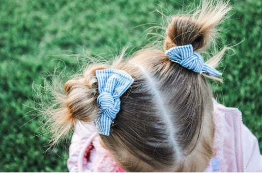 Blue Stripes Headwraps & Knot Bows