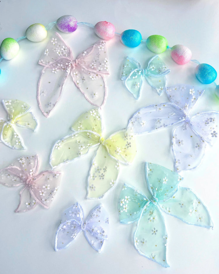 Spring Daisy Tulle Bows
