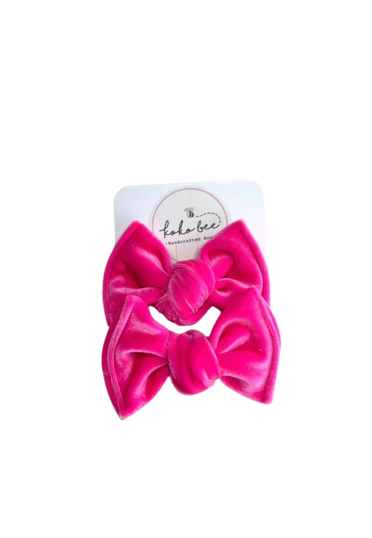 Hot Pink Velvet Headwraps & Piggies