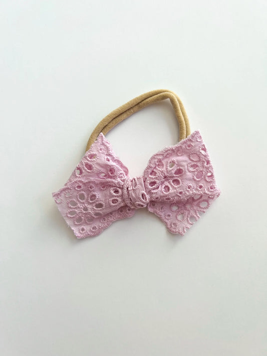 Lilac Eyelet Ribbon Bows