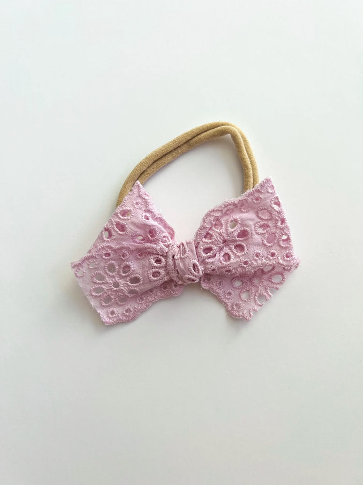 Lilac Eyelet Ribbon Bows